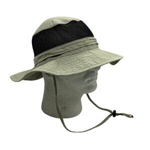 Dorfman‎ Pacific Wide Brim Sun Hat Mesh Ventilation & Adjustable Chin Cord Beige